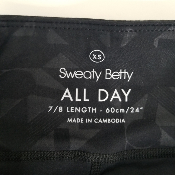 Sweaty Betty All Day 7/8 Leggings Black Iridescent Emboss Geometric Print XS - Picture 5 of 10